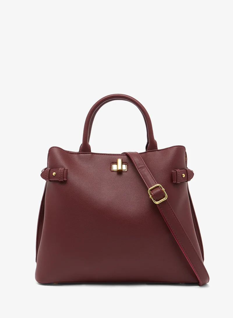 ايلا Structured Satchel Bag With Gold Accent